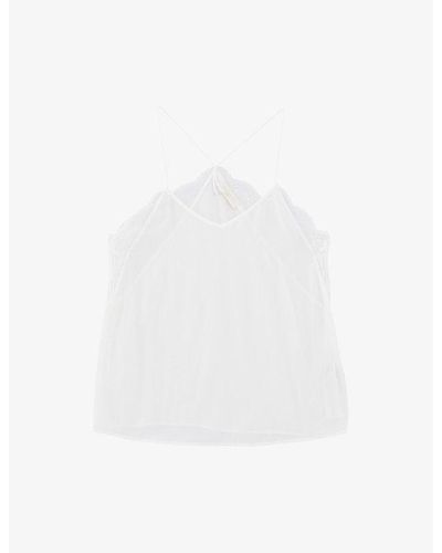 IKKS Lace-trim Silk Camisole Top - White