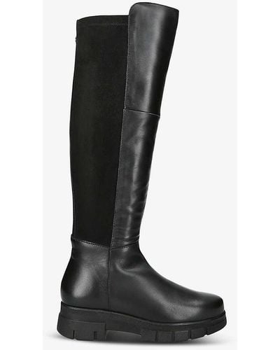 Carvela Kurt Geiger Run Contrast-panel Leather Knee-high Boots - Black