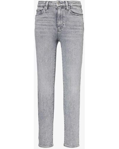 PAIGE Gemma Tapered-leg Mid-rise Stretch-denim Jeans - Grey