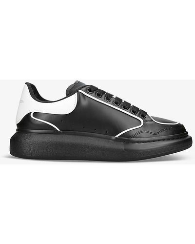 Alexander McQueen Show Contrast-trim Leather Platform Trainers - Black