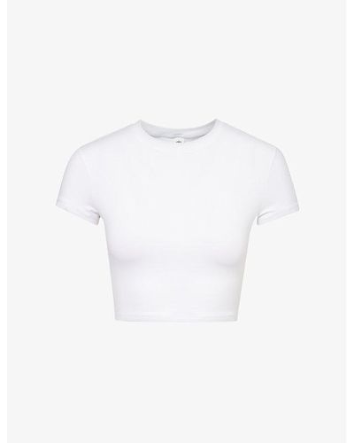 Alo Yoga Alosoft Finesse Round-neck Stretch-woven T-shirt - White