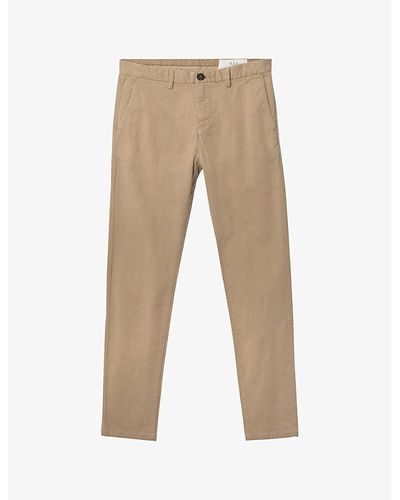 IKKS Regular-fit Straight-leg Stretch-cotton Pants - Natural