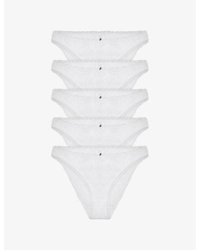Cou Cou Intimates Pack Of Five Pointelle High-rise Organic-cotton Briefs X - White