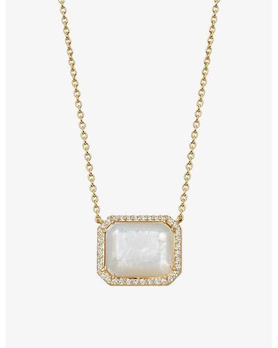 Astley Clarke Ottima 18ct Yellow Gold-plated Vermeil Sterling Silver, Mother-of-pearl And White Sapphire Pendant Necklace
