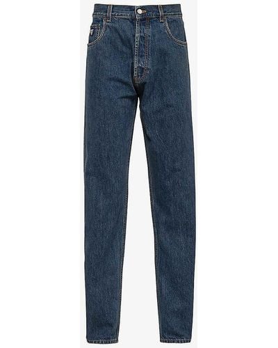 Prada Branded-plaque Five-pocket Classic-fit Jeans - Blue