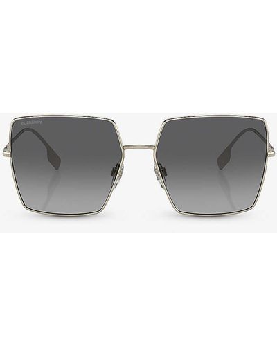 Burberry Be3133 Daphne Square-frame Metal Sunglasses - Grey