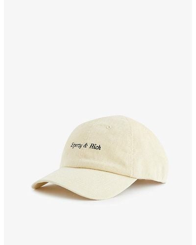 Sporty & Rich Logo-embroidered Corduroy Cotton Cap - Natural