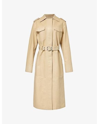 Jil Sander Spread-collar Belted Leather Trench Coat - Natural