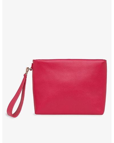 Whistles Avah Wrist-strap Leather Clutch Bag - Pink