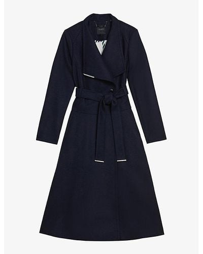 Ted Baker Roseika Double-breasted Wool-blend Coat - Blue