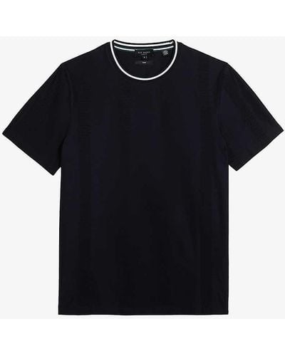 Ted Baker Rousel Jacquard Stretch-cotton T-shirt - Blue