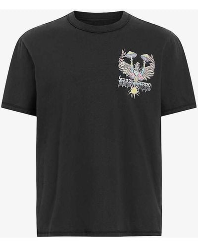 AllSaints Strummer Graphic Logo-print Organic-cotton T-shirt - Black