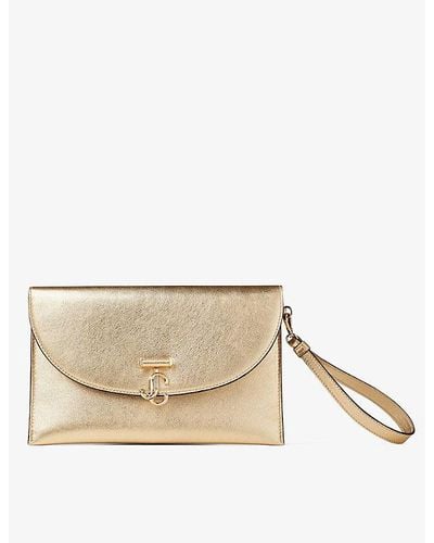 Jimmy Choo Jc Leather Envelope Pouch - Natural