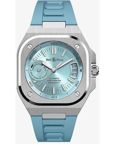 Bell & Ross Brx5r-ib-stsrb Ice Stainless-steel And Rubber Automatic Watch - Blue