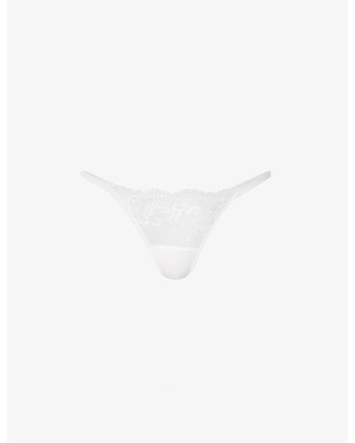 Bluebella Marseille Semi-sheer Stretch-lace Thong - White