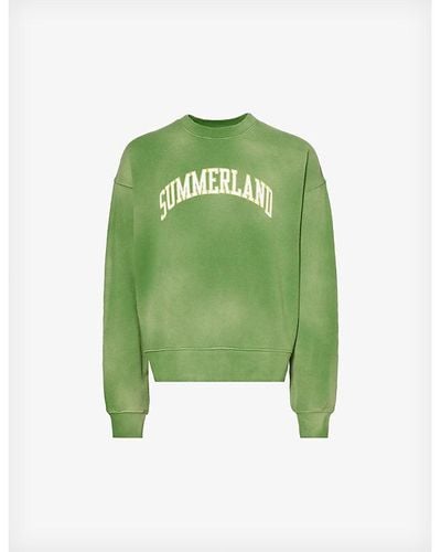 NAHMIAS Summerland Brand-embellished Cotton-jersey Sweatshirt X - Green