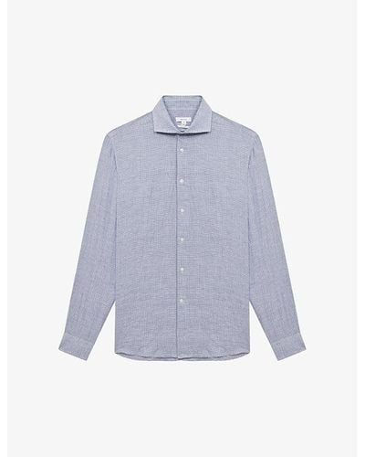 Reiss Ruban Regular-fit Long-sleeve Linen Shirt X - Purple