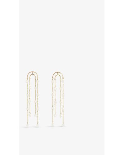 The Alkemistry Poppy Finch Double Crescent Recycled 18ct Yellow Gold And Pearl Earrings - Metallic