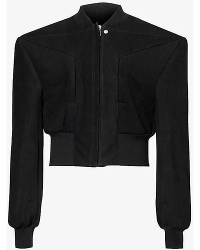Rick Owens Cropped Stand-collar Leather Bomber Jacket - Black