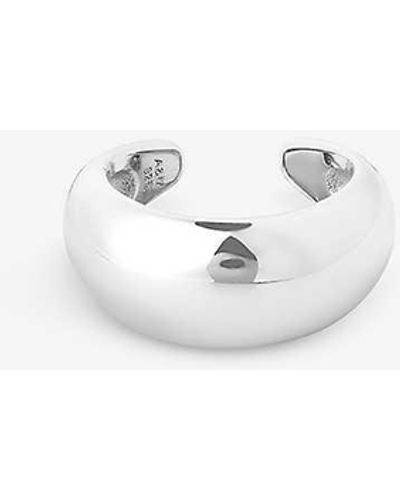 Astrid & Miyu Dome Rhodium-plated Recycled Sterling- Ear Cuff - White