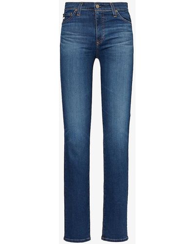 AG Jeans Mari Straight-leg High-rise Stretch-denim Jeans - Blue