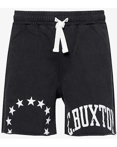 Cole Buxton Brand-print Raw-hem Cotton-jersey Shorts - Black