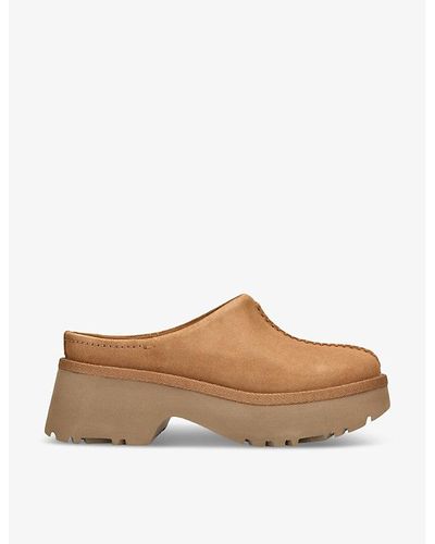UGG New Heights Suede Clogs - Brown