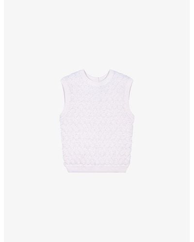 Maje Textured Knitted Sweater Vest - White