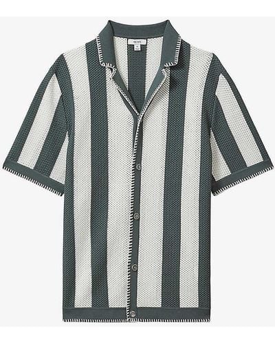 Reiss Naxos Striped Knitted Shirt - Blue