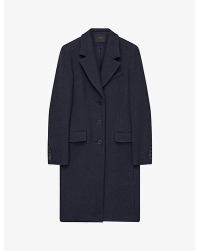 JOSEPH Coleherne Single-breasted Wool And Cashmere-blend Coat - Blue