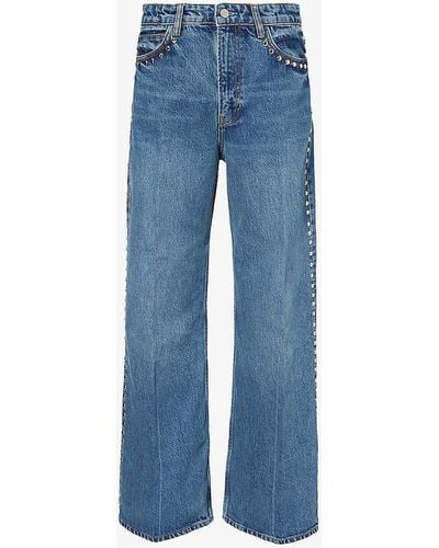 Reformation Cary High-rise Wide-leg Organic Denim-blend Jeans - Blue