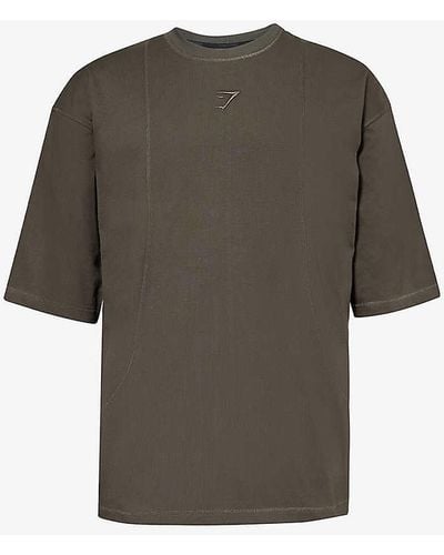 GYMSHARK Premium Lifting Logo-embroidered Cotton-jersey T-shirt - Grey