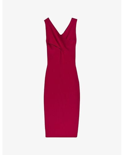 Ted Baker Mikella Wrap-front Stretch-knit Midi Dress - Red