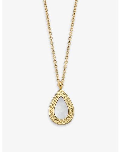 Astley Clarke Polaris Pear 18ct Yellow Gold-plated Vermeil Sterling-silver And Pearl Locket Necklace - Metallic