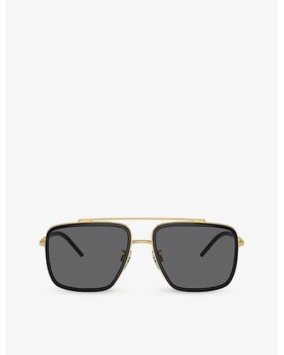 Dolce & Gabbana Dg2220 Square-frame Metal Sunglasses - Gray