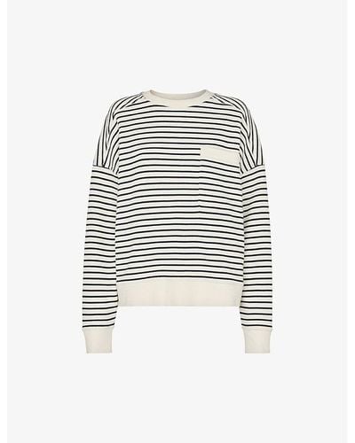 Whistles Relaxed-fit Stripe Cotton Sweatshirt - White