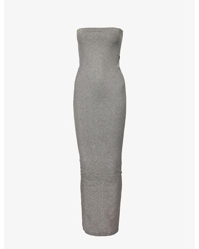 Wolford Fading Shine Strapless Stretch-woven Midi Dres - Gray