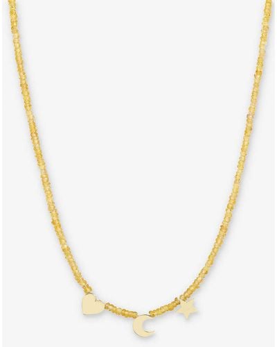 Roxanne First The Strike Gold 9ct Yellow-gold And Sapphire Beaded Necklace - White