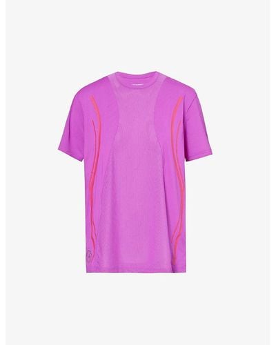 adidas By Stella McCartney Running Brand-print Stretch-recycled-polyester T-shirt X - Purple