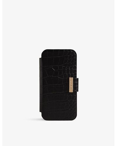 Ted Baker Khails Logo-engraved Card-slot Iphone 14 Pro Phone Case - Black