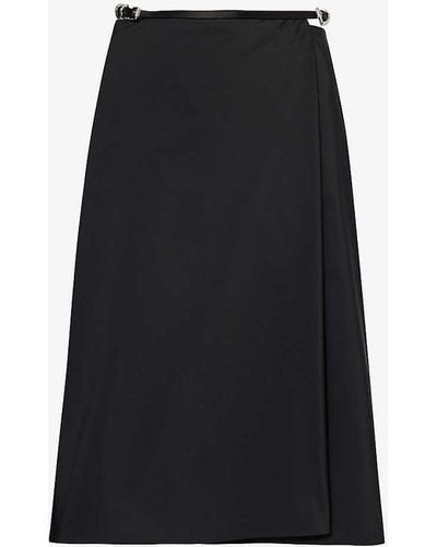 Givenchy Wrap-around Mid-rise Shell Midi Skirt - Black