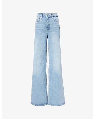 FRAME Palazzo High-rise Organic And Recycled Stretch-denim-blend Jeans - Blue