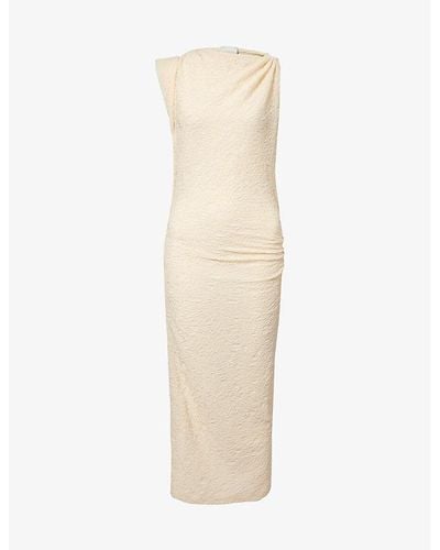 Isabel Marant Franzy Ruched Cotton-blend Seersucker Midi Dress - Natural