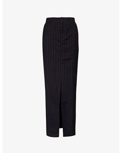 4th & Reckless Vy Ruth Striped Stretch-woven Maxi Skirt - Black