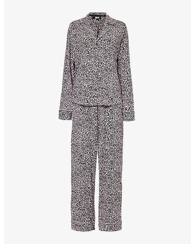 DKNY Branded Lip-print Stretch-jersey Pyjama - Grey