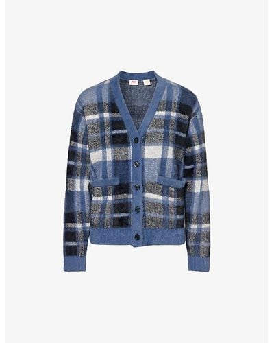 Levi's Betty Checked Woven-blend Cardigan - Blue