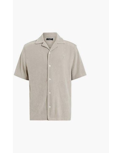 AllSaints Felix Logo-embroidered Short-sleeve Towel Recycled-polyester Shirt - Multicolour