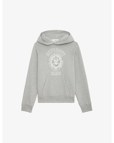 Zadig & Voltaire Georgy Graphic-print Relaxed-fit Organic-cotton Hoody - Grey