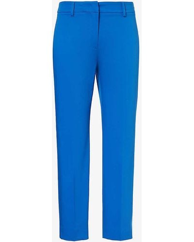 Weekend by Maxmara Cecco Mid-rise Tapered-leg Stretch-cotton Trousers - Blue