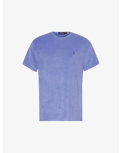 Polo Ralph Lauren Brand-embroidered Terry-texture Cotton-blend T-shirt Xx - Blue